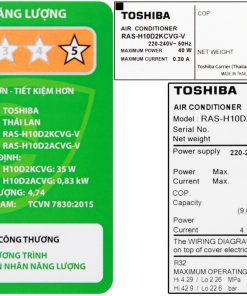 Máy lạnh Toshiba Inverter 1 HP RAS-H10D2KCVG-V - thông số