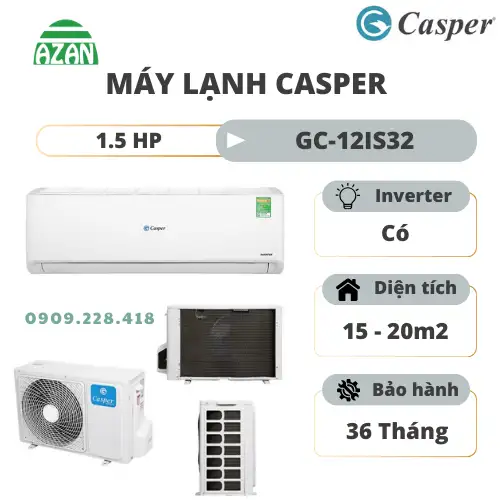 Máy lạnh Casper Inverter 1.5 HP GC-12IS32