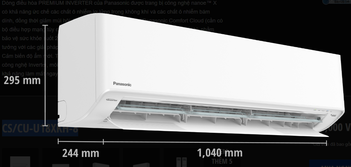 Thông số kĩ thuật máy lạnh Panasonic Inverter 2 HP CUCS-U18XKH-8