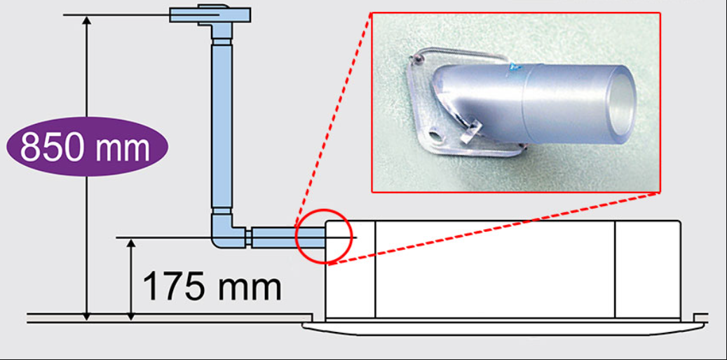 Hệ thống bơm nước xả với độ nâng 850 mm