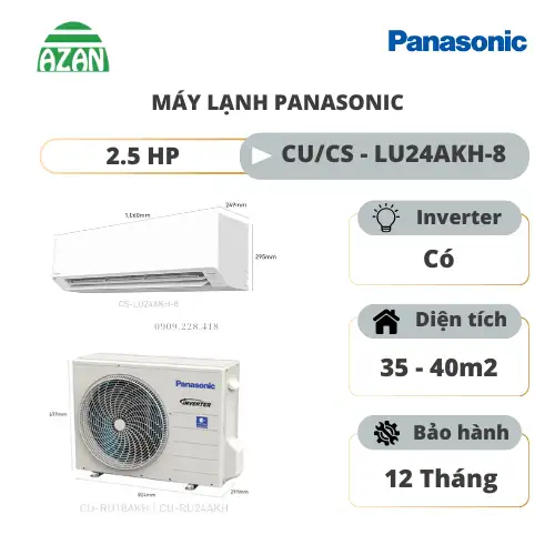 Máy lạnh Panasonic Inverter 2.5 HP CU/CS-LU24AKH-8