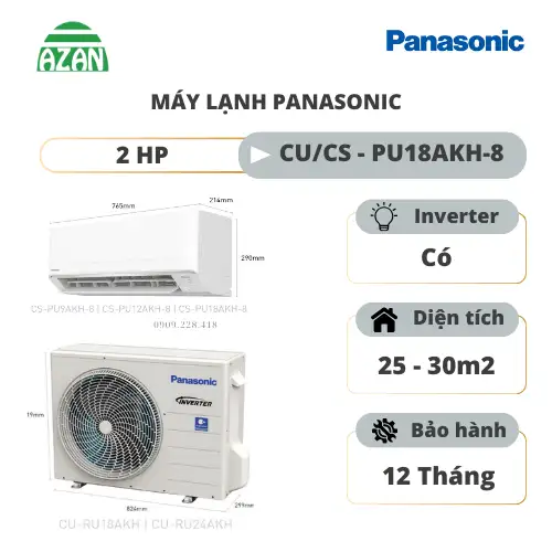 Máy lạnh Panasonic Inverter 2 HP CU/CS-PU18AKH-8