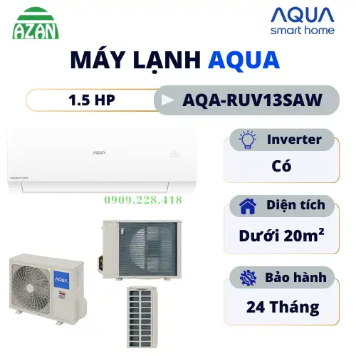 Máy lạnh AQUA Inverter 1.5 HP AQA-RUV13SAW