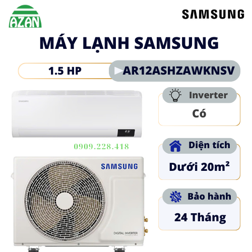Máy lạnh Samsung Inverter 1.5HP AR12ASHZAWKNSV