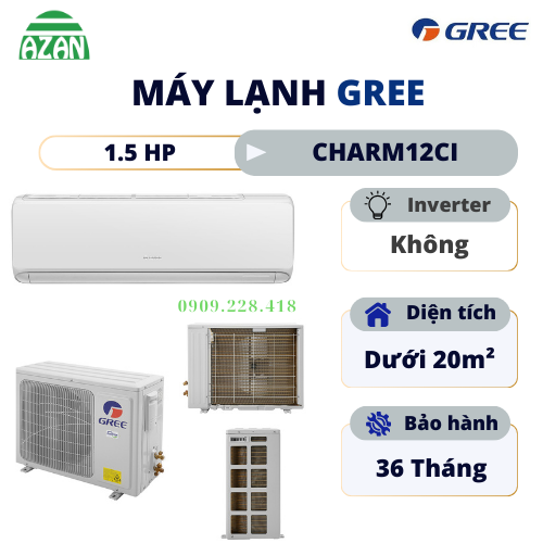 Máy lạnh Gree Inverter 1.5 HP CHARM12CI