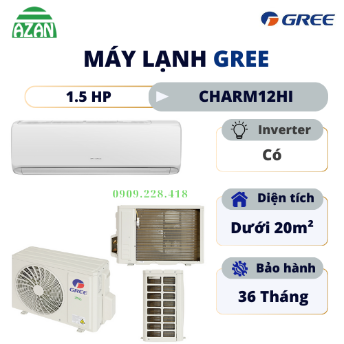 Máy lạnh Gree 2 chiều Inverter 1.5 HP CHARM12HI