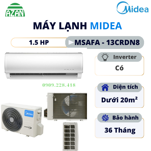 Máy lạnh Midea Inverter 1.5 HP MSAFA-13CRDN8