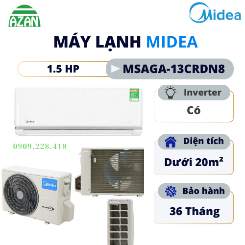 Máy lạnh Midea Inverter 1.5 HP MSAGA-13CRDN8