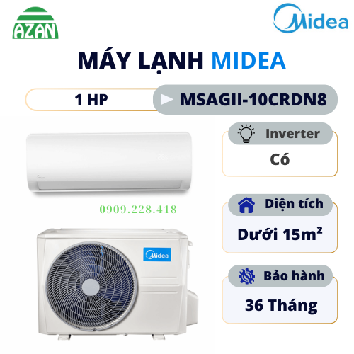 Máy lạnh Midea Inverter 1 HP MSAGII-10CRDN8