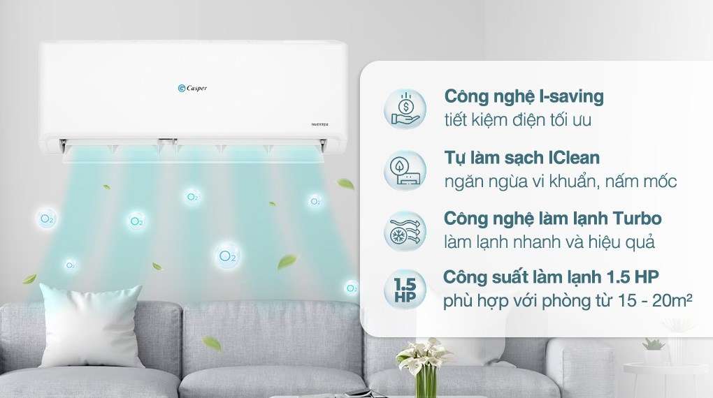 Máy lạnh Casper Inverter 1.5 HP GC-12IS35