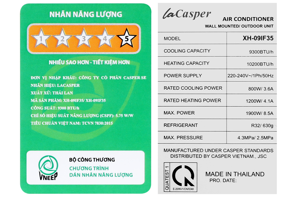 Máy lạnh Casper Inverter 1 HP XH-09IF35