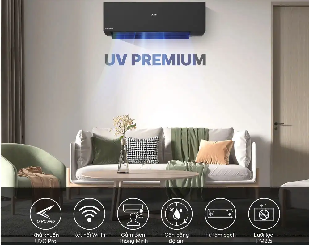 Máy lạnh AQUA Inverter 1 HP AQA-RUV10SAW