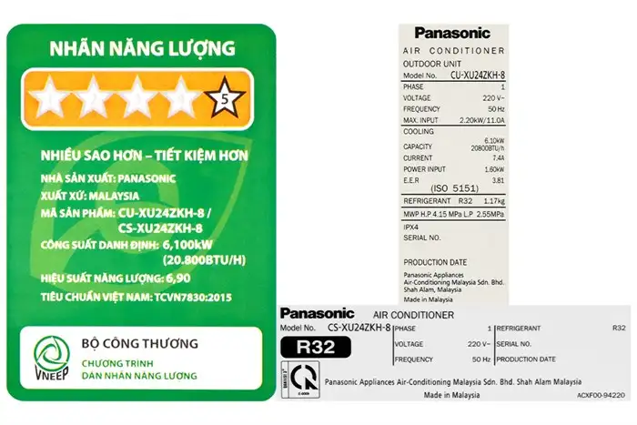 Máy lạnh Panasonic Inverter 2.5HP CU/CS-XU24ZKH-8