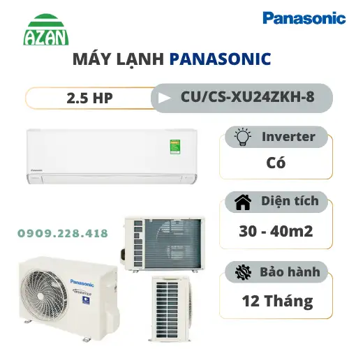 Máy lạnh Panasonic Inverter 2.5HP CU/CS-XU24ZKH-8