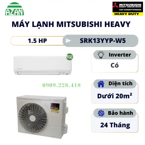 Máy lạnh Mitsubishi Heavy Inverter 1.5 HP SRK13YYP-W5