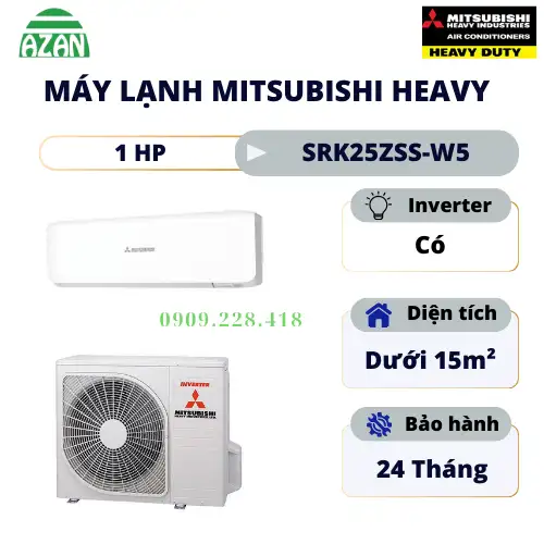 Máy lạnh Mitsubishi Heavy 2 chiều Inverter 1 HP SRK25ZSS-W5