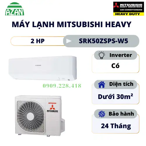 Máy lạnh Mitsubishi Heavy 2 chiều Inverter 2 HP SRK50ZSPS-W5