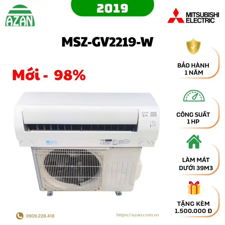 Máy lạnh nội địa Nhật Mitsubishi 1HP MSZ-GV2219-W