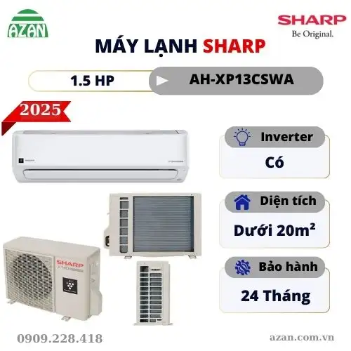 Máy lạnh Sharp Inverter 1.5HP AH-XP13CSWA
