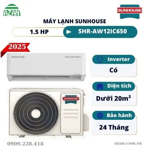 Máy lạnh Sunhouse Inverter 1.5HP SHR-AW12IC650