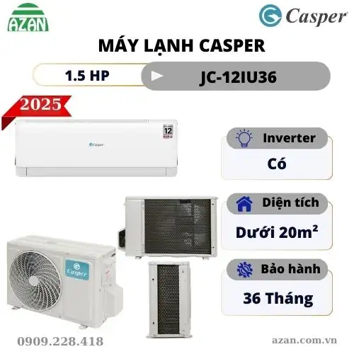 Máy lạnh Casper Inverter 1.5HP JC-12IU36