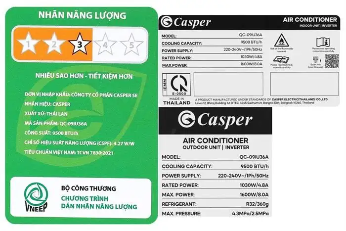 Máy lạnh Casper Inverter 1HP QC-09IU36A