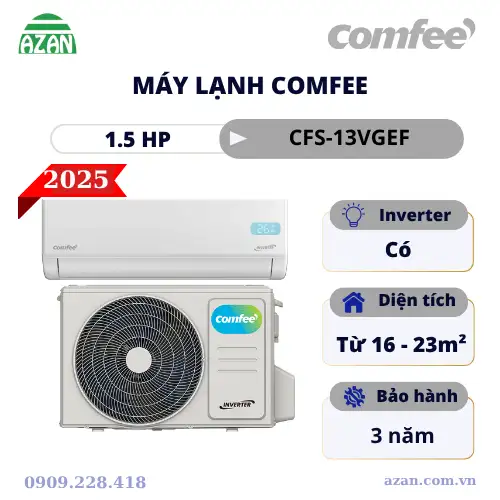 Máy lạnh Comfee Inverter 1.5HP CFS-13VGEF 1 chiều