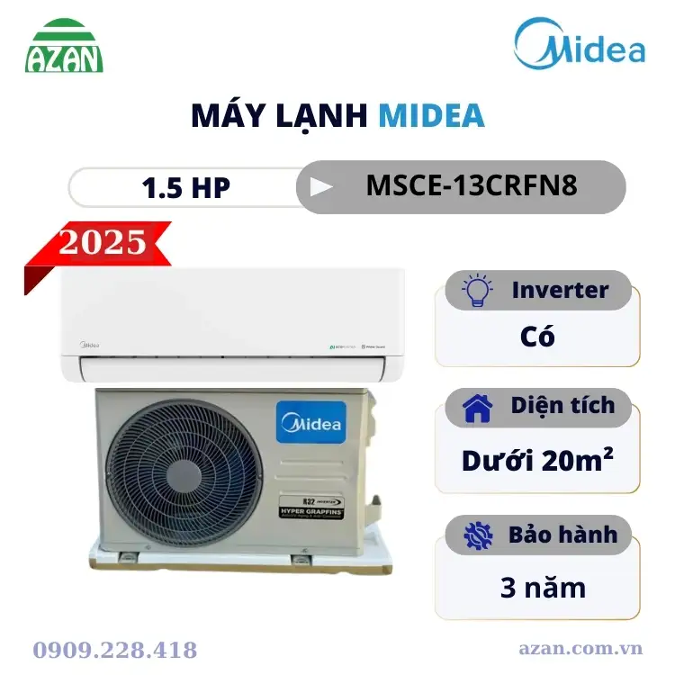 Máy lạnh Midea Inverter 1.5 HP MSCE-13CRFN8