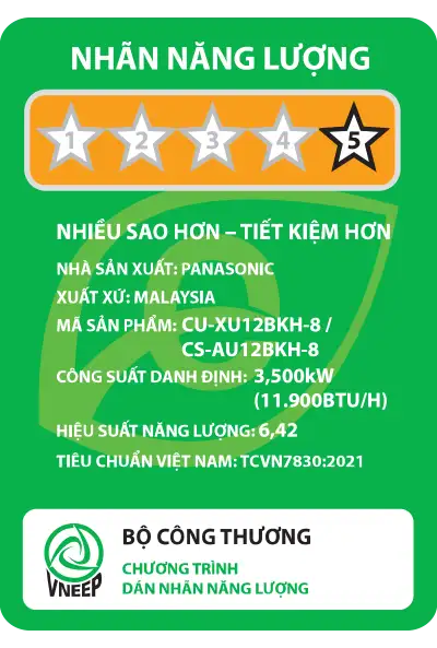Máy lạnh Panasonic Inverter 1.5HP CU/CS-AU12BKH-8