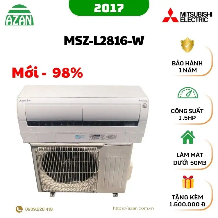 Máy lạnh Mitsubishi nội địa Nhật MSZ-L2816-W 98%