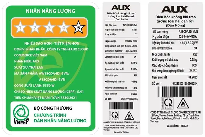 Máy lạnh AUX Inverter 2HP AW18CDA4DI-5VN
