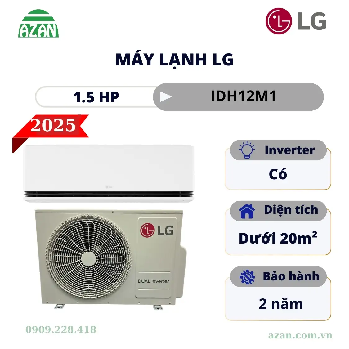 Máy lạnh LG 2 chiều Inverter 1.5HP IDH12M1