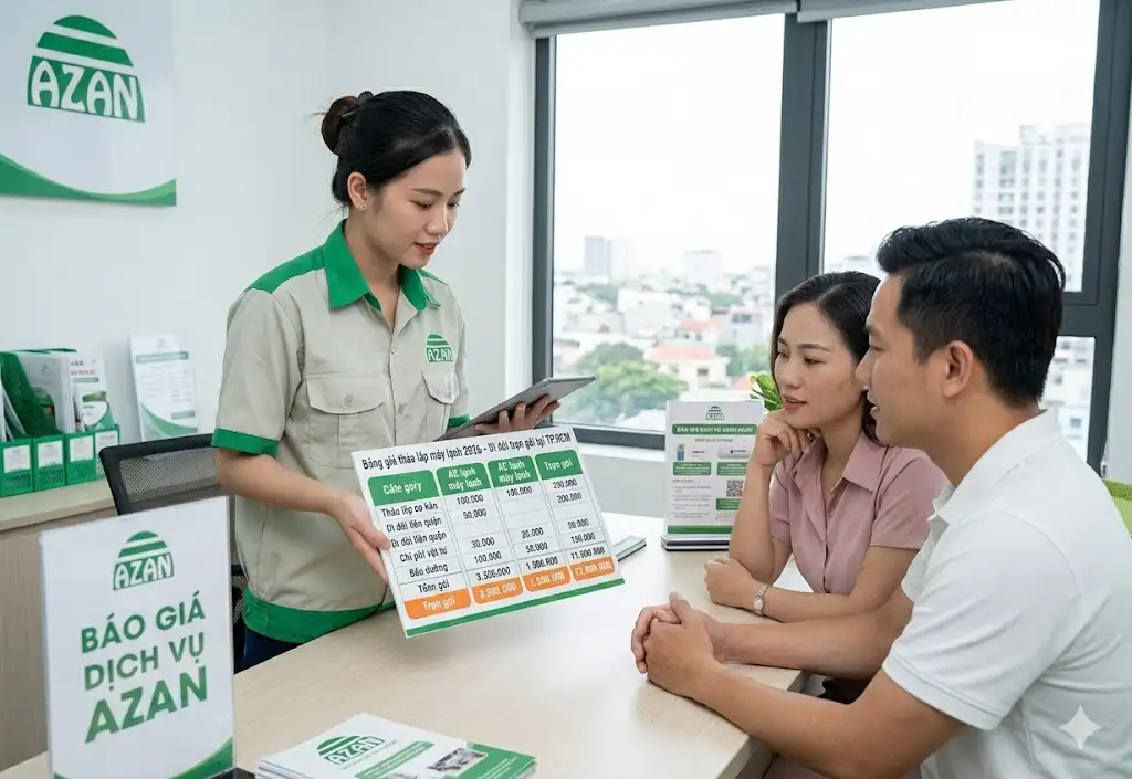 Chi tiết bảng giá tháo lắp máy lạnh 2026 – Di dời trọn gói tại TP.HCM | Điện  Lạnh AZAN