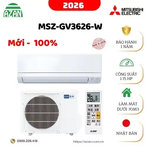 Máy lạnh Mitsubishi nội địa Nhật 1.75HP mới 2026 MSZ-GV3626-W