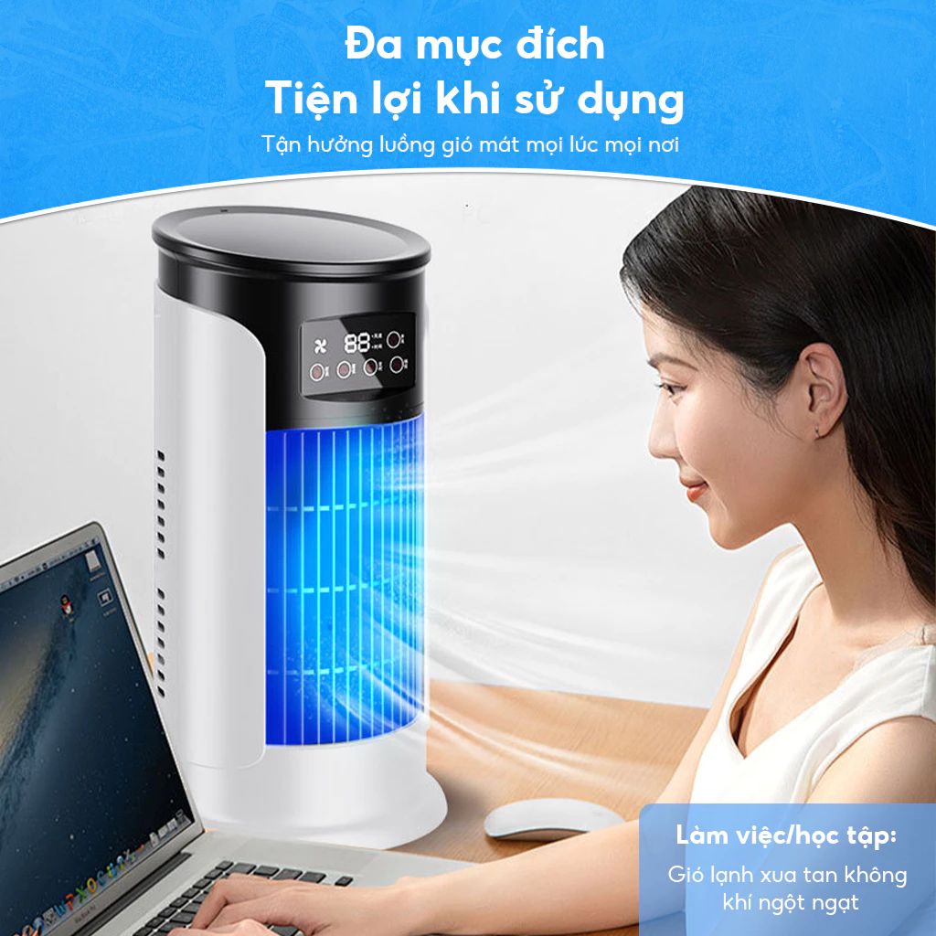 Quạt Điều Hòa Mini Hơi Nước Siêu Mát Để Bàn Nhỏ Gọn