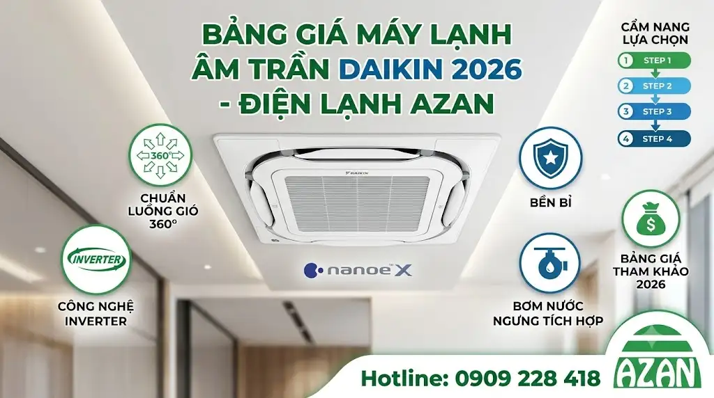 Bảng Giá Máy Lạnh Âm Trần Daikin 2026 Chính Hãng và Chi phí lắp đặt