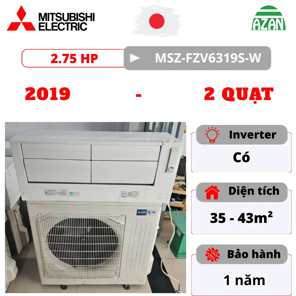 Máy lạnh nội địa Nhật Mitsubishi 2 Quạt MSZ-FZV6319S-W (2.75HP)
